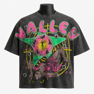 เสื้อยืดโอเวอร์ไซส์ลายกราฟิกสไตล์วินเทจสำหรับผู้ชาย ผ้าฝ้ายฟอกสีแบบแอซิดวอช สตรีทแวร์ พิมพ์ลาย รับผลิตแบบ OEM ODM - Product Image 1