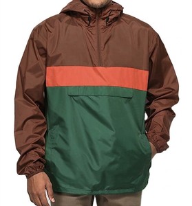 Chaqueta Premium para Hombre, Cortavientos con Capucha, Tricolor (Marrón, Verde, Naranja), Ligera, con Media Cremallera, para Actividades al Aire Libre - Product Image 1