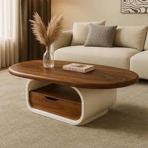 Table basse en bois massif en gros, table d'appoint moderne, décoration de salon, table sculpturale, matériau en bois massif, décoration de la maison, meubles - Product Image 2