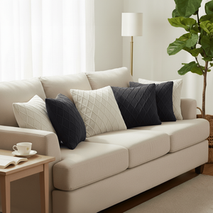 SOGA 6-Piece 45cm <b>Pillow</b> and Cushion Covers Set <b>Navy</b> Blue Diamond Knit and Cream Cable Knit 3 of Each Color - Product Image 2