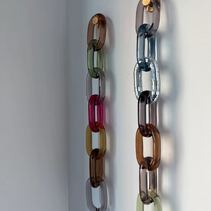 Eco-Friendly Handmade <b>Large</b> Link Vintage Style Colour Mixture Necklace Punk Hollow Big Chunky Long Resin Link Chain Wall Art - Product Image 1