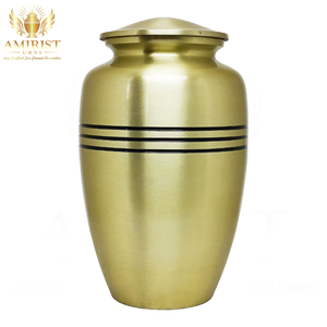 Urne funéraire de luxe en laiton finition or pour cendres humaines adulte, urne commémorative écologique européenne et américaine pour la maison, 10 pouces - Product Image 1