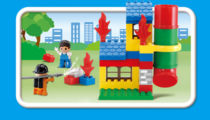 OXFORD Plastic Toddler <b>Fire</b> Station Building Blocks Set 125 Pieces for Kids Age 2-4 Years Adventure Play Made in Korea - Product Image 3