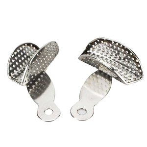 Juego Profesional de 2 Bandejas Metálicas para Impresiones Dentales |   Kit de Bandejas Cuadradas Giratorias y Ajustables de Acero Inoxidable para Múltiples Ángulos - Product Image 1