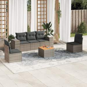 Conjunto de Sofás Modulares Grandes de Ratán Sintético Gris para Jardín, Muebles de Jardín de Alta Calidad en Varias Piezas - Product Image 1