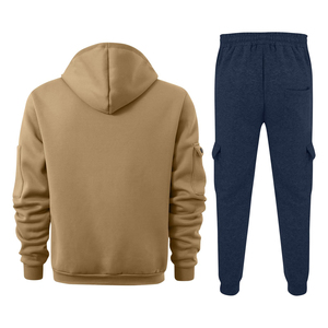 Men's Plus Size 100% Cotton Fleece Tracksuit <b>Sets</b> Solid Pattern Breathable Quick Dry Lightweight Winter Outdoor Wear Customized - Product Image 2