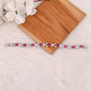 Elegant Glass Filled <b>Ruby</b> & CZ <b>Bracelet</b> in 925 Sterling Silver Handmade Luxury Fashion Jewelry for Unisex - Product Image 2