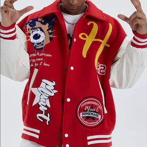 Blouson Bomber Varsity Coupe-Vent en Laine avec Col Montant et Logo Imprimé sur le Devant, Modèle Hiver 2025, Vente en Gros Personnalisée pour la Mode Urbaine - Product Image 5