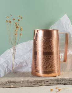 Brass Handle Copper Pitcher With Hammered Texture And Handle <b>Large</b> Capacity Home Drinkware - Product Image 3