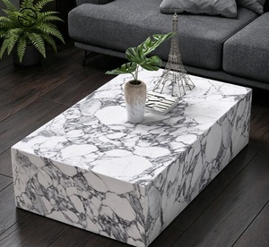 Modern Marble Coffee <b>Table</b> Minimalist Design Living Room Furniture Durable <b>Stone</b> <b>Top</b> Rectangle Shape Home Decor - Product Image 1