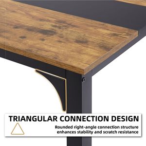 Moderno semplice 59.8 pollici grande ufficio Computer scrivania rustico/nero in legno lavoro & tavolo da gioco con struttura in metallo per studio a casa - Product Image 6