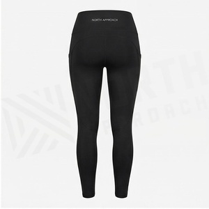 Ensemble de yoga 2 pièces North Approach, fermeture éclair intégrale sur le devant, noir uni, tissu respirant, vêtements de sport pour femmes - Product Image 2