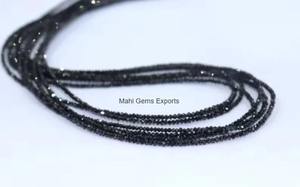 Perles rondes fantaisie en moissanite noire de 2 mm, coupe facettée AAA, bracelet en perles de moissanite noire, Mahi Gems & Exports - Product Image 3