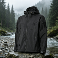 Veste à capuche imperméable en softshell noir pour homme, coupe-vent, vêtements d'extérieur tactiques pour la chasse, la randonnée, le camping et les aventures