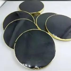 Posavasos de Ágata Negra Natural al por Mayor con Borde Dorado, Piedra Redonda Pulida, Decoración para el Hogar, Regalos, Uso al por Mayor, Feng Shui, Duraderos - Product Image 4