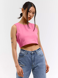 Women's Pink 100% Cotton Crop Tank <b>Top</b> Baby Tank Y2K Streetwear Casual Fashion Fitted Crop <b>Top</b> Wholesale Custom Logo Design <b>Tops</b> - Product Image 4