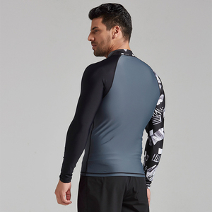 Green Custom Sublimation Printed Sun Protection Clothing <b>Men's</b> Full Sleeve Hooded Rash Guard Breathable Cool Touch Quick Front - Product Image 3