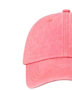 หมวกเบสบอลผ้าฝ้ายสีชมพูคอรัล ล้างสีแล้ว ปรับขนาดได้ ใส่ได้ทั้งชายและหญิง สไตล์ลำลอง สำหรับเล่นกีฬา ระบายอากาศได้ดี สวมใส่สบาย คุณภาพพรีเมียม - Product Image 4