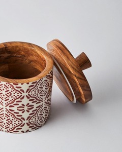 Boîte de rangement cylindrique classique en bambou indien faite à la main pour sel et sucre, empilable, vente en gros - Product Image 2