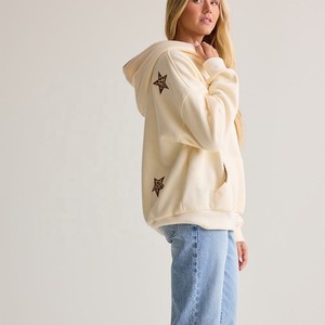 Sudadera con Capucha Extra Grande, Diseño de Leopardo con Bordado de Estrellas, Bolsillo Frontal, Corte Regular, Unisex, Material de Felpa, para Otoño - Product Image 6