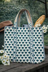 Magnifique sac fourre-tout réversible haut de gamme, imprimé Ikat indien populaire, en coton et velours matelassé, sac de marché hippie - Product Image 4