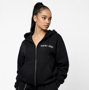 custom logo hoodie women's <b>zip</b> up hoodie heavyweight Casual Style Plain <b>Hooded</b> Jacket For Women 2026 - Product Image 3