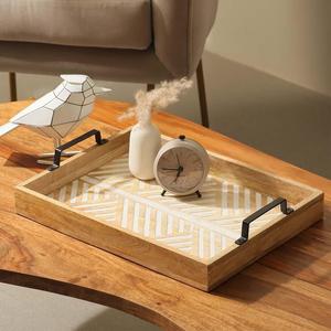 Bandeja de Servir Grande de Madera de la Mejor Calidad al por Mayor con Bordes Elevados, Bandeja Multiusos para Alimentos, Bebidas, Café y Uso Decorativo - Product Image 1