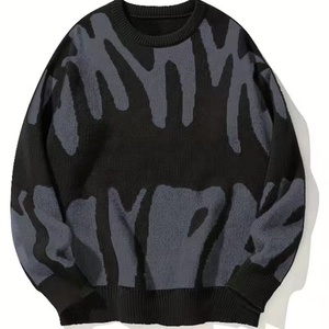 Men's <b>Knitted</b> <b>Animal</b> Print Pullover Sweater Full Sleeve Autumn Style White Black <b>Patterned</b> Crewneck Top 2027 - Product Image 5