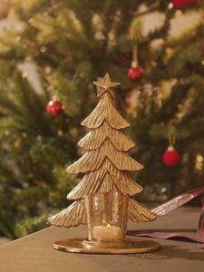 Wholesale Christmas Tree Tealight <b>Candle</b> <b>Holder</b> Gold Metal Home Wedding Holiday Decoration - Product Image 3