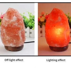 โคมไฟเกลือหิมาลัยคริสตัลแท้ พร้อมไฟ LED แสงกลางคืน ฐานไม้แกะสลักด้วยมือ เครื่องฟอกอากาศ ตกแต่งบ้าน ห้องนอน - Product Image 5