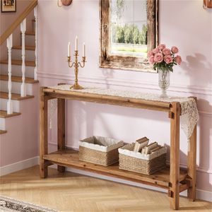 Solid Wood Farmhouse <b>Console</b> <b>Table</b> with <b>Storage</b> Easy to Install Entrance Sofa <b>Table</b> - Product Image 4