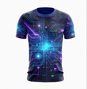 เสื้อยืดดีไซน์แผงวงจรพิมพ์ลายเต็มตัวสำหรับผู้ชาย คอกลม แขนสั้น ผ้าโพลีเอสเตอร์ดูดซับความชื้น เสื้อกีฬาทุกฤดูกาล - Product Image 1