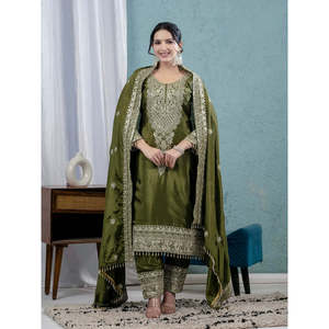 Conjunto Dupatta de pantalón superior hermoso para mujer con codificación de trabajo de secuencia bordada - Product Image 4