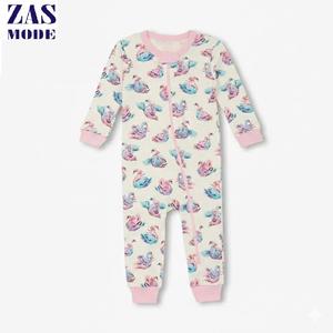 Conjunto de Mameluco para Bebé, Tejido de Algodón, Unisex, Color Rosa Pastel, Estampado Digital de Bailarina, Cierre de Cremallera YKK Bidireccional, Manga Larga, Suave y Ecológico - Product Image 1