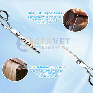 Nouvel ensemble de ciseaux de coiffure et d'éclaircissage en acier inoxydable de haute qualité pour barbier, personnalisable pour une coupe professionnelle - Product Image 2