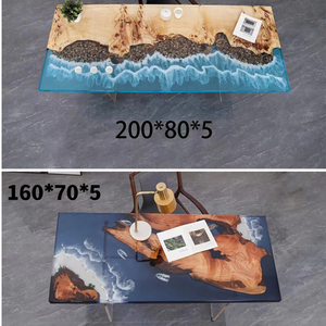 HJ HOME <b>Epoxy</b> Resin Solid Wood Clear River Dining <b>Table</b> Restaurant Hotel Dining <b>Table</b> <b>Epoxy</b> Resin <b>Table</b> Top - Product Image 5