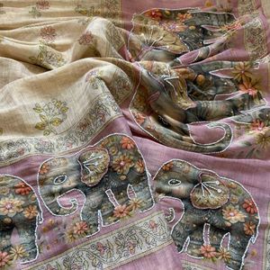 Elegant Women's Pure Soft Linen Cotton Silk <b>Saree</b> Khatli Kut Dana Handwork Designer <b>Blouse</b> Royal Export Wedding Summer Winter - Product Image 5