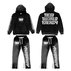 High Quality Custom Vintage Tracksuit Men <b>Women</b> Distressed Unisex Sweatsuit Men Acid Wash <b>Jogger</b> Flare Sweatpants and Hoodie <b>Set</b> - Product Image 6