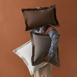 Modern <b>Square</b> Cushion Cover Solid Color Cotton Breathable Envelope Closure Home Decor <b>Pillow</b> Case - Product Image 4