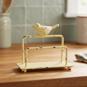 Rustic Yellow Metal Business Card Holder With Bird Sculpture Single Tier <b>Storage</b> <b>Rack</b> Handmade Desk Organizer - Product Image 4