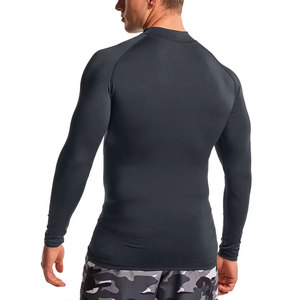 <b>Men</b> Dark Gray Breathable Eco-Friendly Front Logo Quick Dry <b>Compression</b> Rash Guard Sport <b>Shirt</b> Adult Fit - Product Image 2