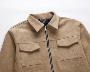 Custom Wholesale High Quality <b>Jacket</b> Windbreaker Heavy Weight <b>Men</b> <b>Suede</b> <b>Jacket</b> - Product Image 3