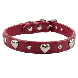 Saman Exports Premium Quality Leather Dog Collar With Crystals <b>Studs</b> and Heart Conchos Supplier Manufacturer All Sizes Available - Product Image 5