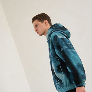 Sudadera con Capucha para Hombre, Azul y Negro, Estilo Vintage, Ecológica, de Tela Suave para Invierno, Cómoda, Moderna, Versátil, para Uso Diario - Product Image 5