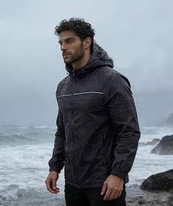 Veste coupe-vent longue d'hiver pour homme, style designer, avec capuche, col montant, coupe vintage, légère et résistante au vent, vente en gros - Product Image 4