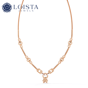 Collier en or massif 18 carats avec pendentif feuille, chaîne minimaliste, pour femme, à porter au quotidien, diamant taille brillant rond certifié GIA - Product Image 3