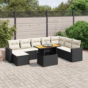 Ensemble de canapés de jardin en rotin PE noir et blanc crème, élégant et durable, mobilier d'extérieur - Product Image 1