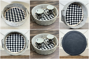 ถาดโชว์ของหนังสำหรับใช้ในสำนักงานถาดลายตารางหมากรุกสีดำและสีขาว - Product Image 3