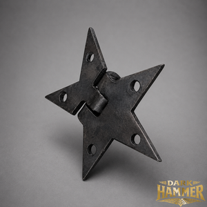 Bisagra de puerta de hierro forjada a mano con diseño en forma de estrella y tornillos para puertas de madera, armarios y portones. - Product Image 3