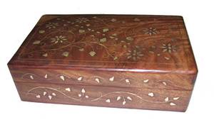 Eco-Friendly Wooden Money <b>Box</b> Brass Inlay Design (8" X 5" X 2.5") Handcrafted Wall-Mounted Decorative Wood <b>Box</b> for Jewelry - Product Image 2